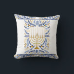 Coussin Bonne Hanoukka<br><div class="desc">Bonne Hanoukka menorah lancer oreiller.</div>