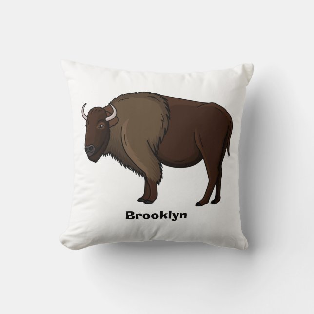 Coussin Bonne illustration de bison américain (Recto)