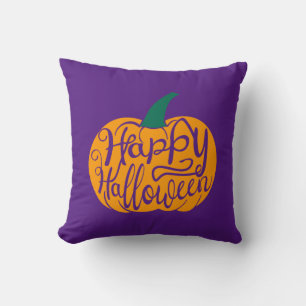 Coussin Bonne lettre Halloween sur citrouille sculpté