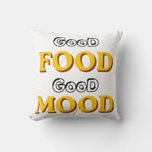 Coussin Bonne nourriture bonne humeur typographie jeté