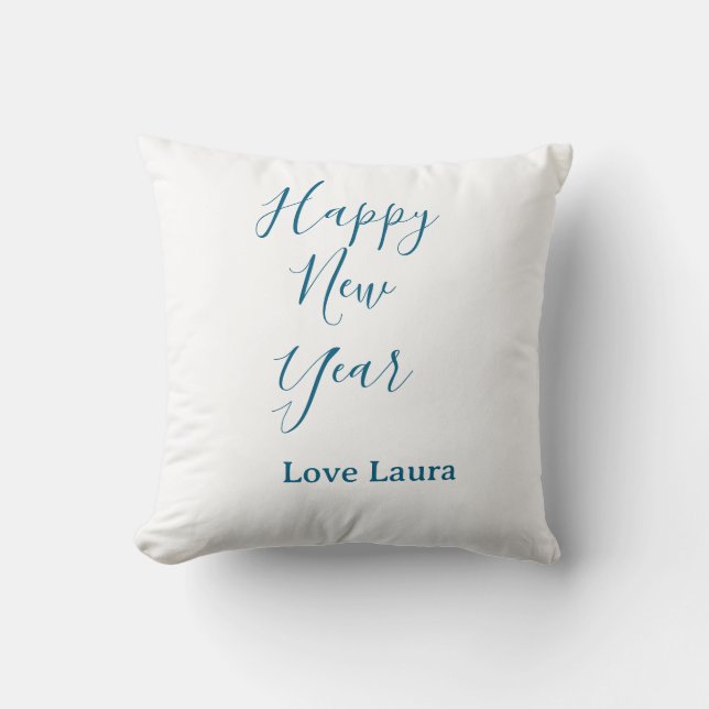 Coussin Bonne nouvelle année ajouter nom amour bleu simple (Recto)