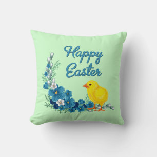 Coussin Bonne Pâques avec un bébé poussin