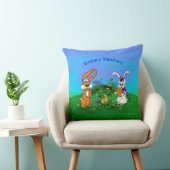 Coussin Bonne Pâques ! Lapin avec lapin et poussin (Chaise)