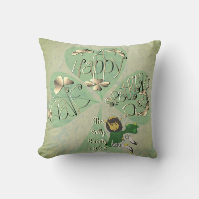 Coussin "Bonne Saint Patrick" Leprechaun (Recto)
