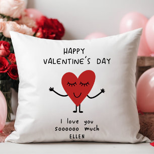 Coussin Bonne Saint-Valentin avec un joli coeur de dessin