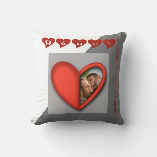 Coussin Bonne Saint-Valentin - coeur moderne (Recto)