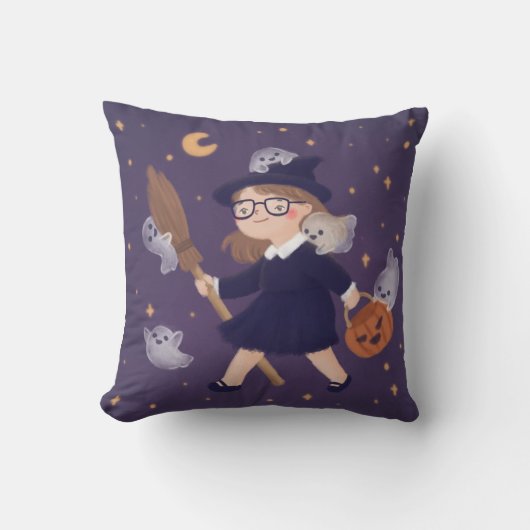 Coussin Bonne Sorcière Halloween & Fantômes (Recto)