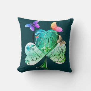 Coussin "Bonne St Patrick's Day" Shamrock vert