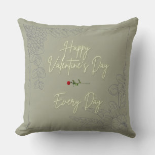 Coussin Bonne Valentine's Flowers Grey Embossed Rose rouge
