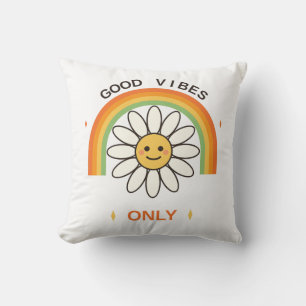Coussin Bonne Vibration Uniquement Mignon Rétro Fleur de P