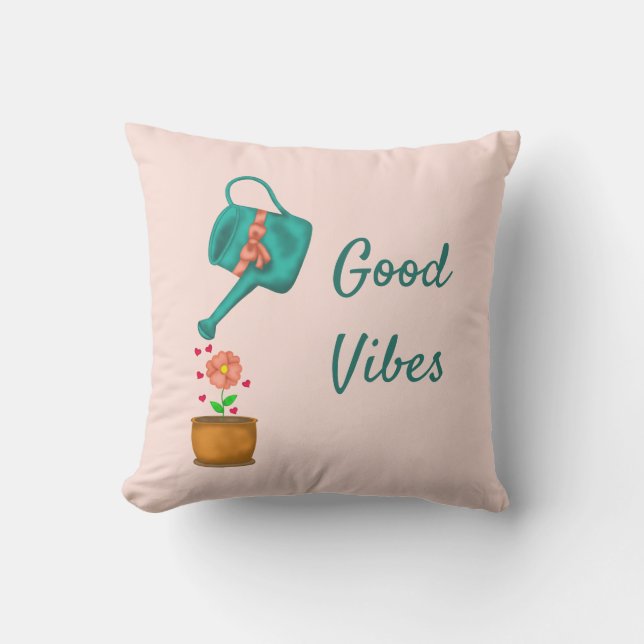 Coussin Bonnes vibes arrosage mignon avec la fleur personn (Recto)