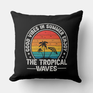Coussin Bonnes Vibrations Vagues Tropicales d'Été