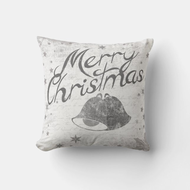 Coussin Bonnet noir et blanc décoratif Joyeux Noël (Recto)