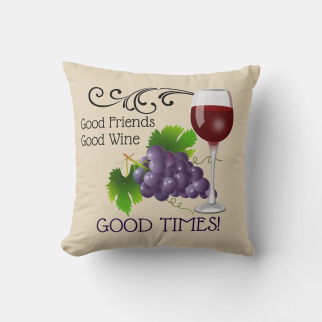 Coussin Bons amis, bon vin (Recto)