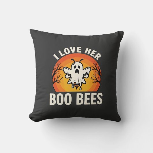 Coussin Boo Bees Halloween Ghost Bee Drôle Design_1 (Recto)