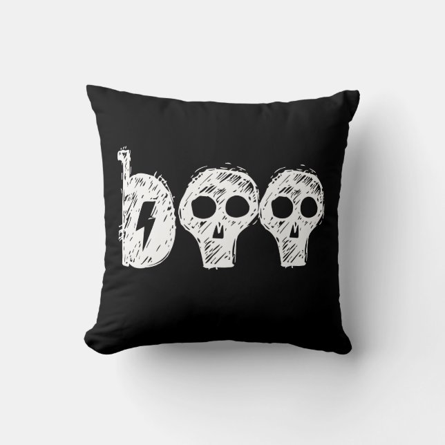 Coussin "Boo" Black Halloween Jeu d'oreiller (Recto)