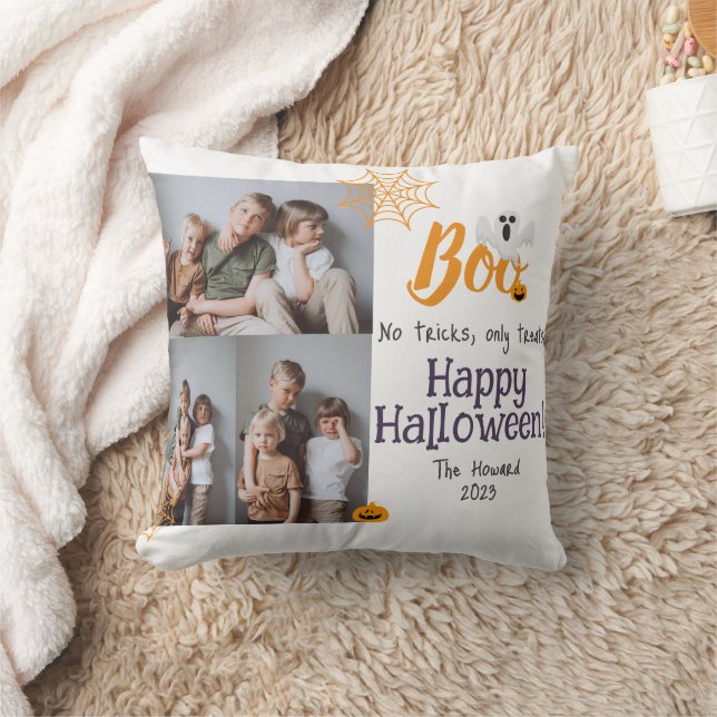 Coussin Boo citrouille jack-o-lanterne Halloween Collage p (Couverture)