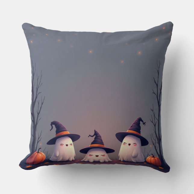 Coussin Boo Crew – Cute Halloween Ghosts Design (Recto)