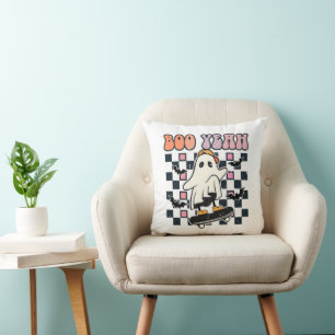 Coussin Boo Ouais - Retro Cute Ghost Skateboard