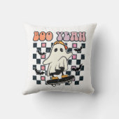 Coussin Boo Ouais - Retro Cute Ghost Skateboard (Verso)