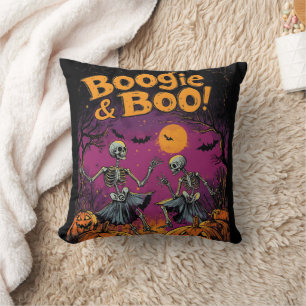 Coussin Boogie & Boo ! - Skeletons d'Halloween et Citrouil