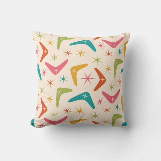 Coussin Boomerang milieu du siècle avec explosions stellai (Recto)