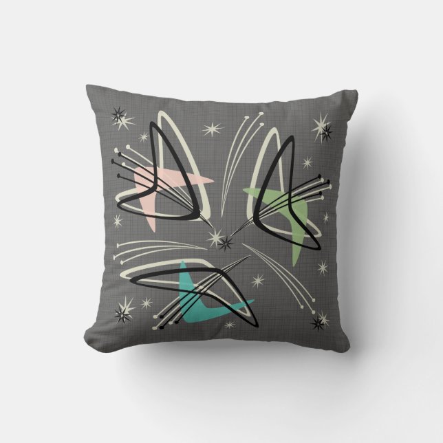 Coussin Boomerangs et Starbursts du milieu du siècle (Recto)