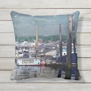 Coussin Boothbay Harbour Maine Boats Extérieur Jeu d'oreil