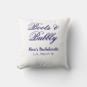 Coussin Boots & Bubble nom de fête de bachelorette purplep