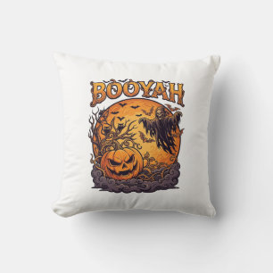 Coussin Booyah Halloween Citrouille Faucheuse Lune Orange_