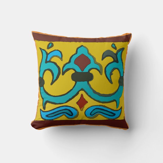 Coussin Bord bleu carreaux mexicain (Recto)