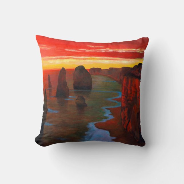 Coussin Bord de la mer rocheux au coucher du soleil (Recto)