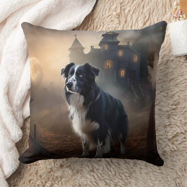 Coussin Border Collie Halloween Effrayant  (Couverture)