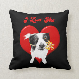 Coussin Border collie je t'aime
