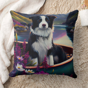 Coussin Border Collie sur une pagaie : Une aventure pittor