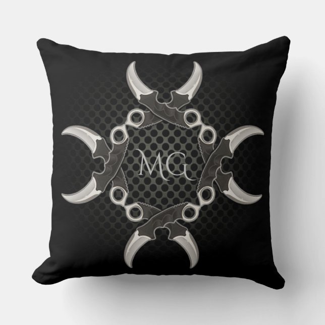 Coussin Bords pointus Monogrammes Lames incurvées (Recto)