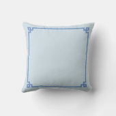 Coussin Bordure à clé grecque bleu barbeau monogrammé (Verso)