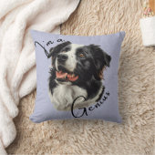 Coussin Bordure Collie 'I'm a Genius' .Fun & Clever Design (Couverture)