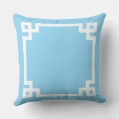 Coussin Bordure de clé grecque bleu clair et blanc avec mo (Verso)