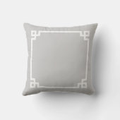 Coussin Bordure de clé grecque gris Monogramme personnalis (Verso)