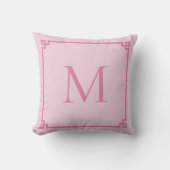 Coussin Bordure de clé grecque rose clair monogrammée (Recto)