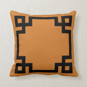 Coussin Bordure de clé noire et orange brûlée
