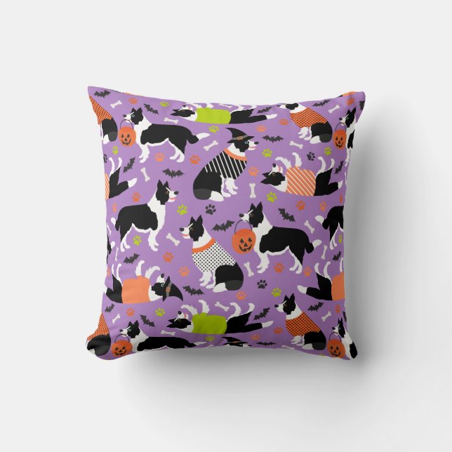 Coussin Bordure d'Halloween Collie Jeu d'oreiller (Recto)