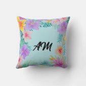 Coussin Bordure Florale Tropicale Esthétique d'Été (Verso)