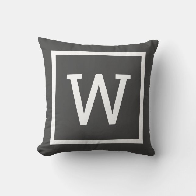 Coussin Bordure graphique Prépa Monogramme Gris (Recto)
