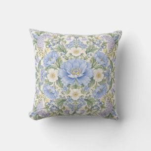 Coussin Bordure Ornée de Jardin Floral Bleu Poudre