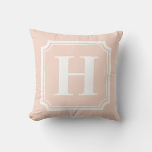 Coussin Bordures classiques   Monogramme personnalisé rose