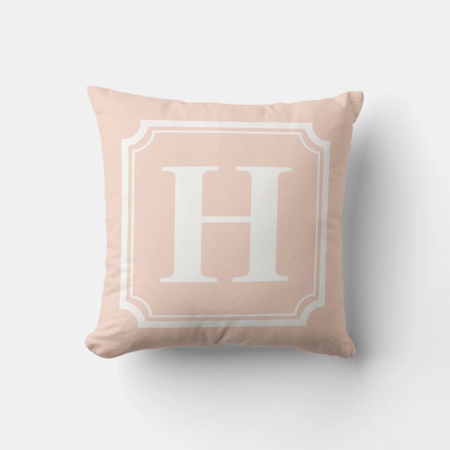Coussin Bordures classiques | Monogramme personnalisé rose (Recto)
