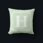 Coussin Bordures classiques | Monogramme personnalisé vert<br><div class="desc">Ajoutez le parfait à votre salon ou chambre à coucher avec ce coussin monogramme classique avec des cadres classiques blancs avec une typographie simple. Personnalisez en ajoutant une ou deux initiales. Ce coussin monogramme sera parfait comme cadeau personnalisé.</div>