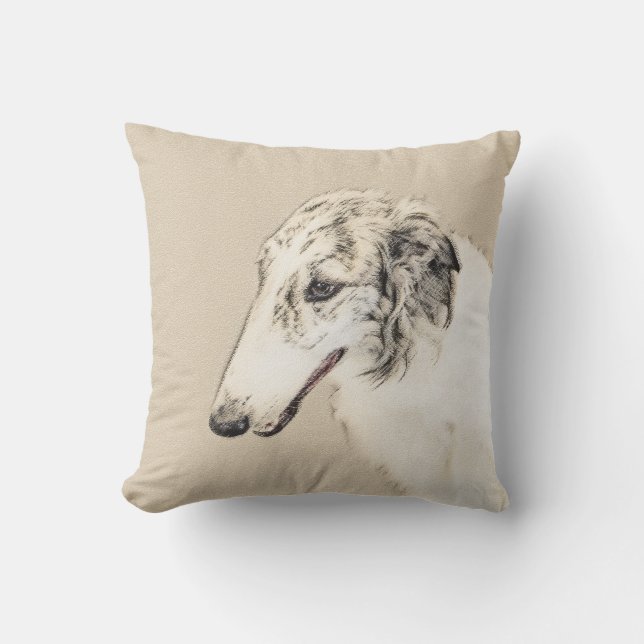 Coussin Borzoi (Argent Brindle) Peinture Chien Art origina (Recto)